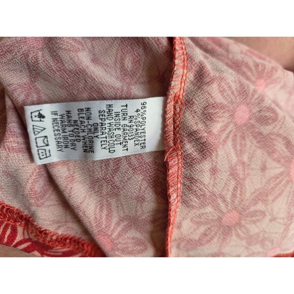 Bob Mackie Wearable Art Floral Pattern Red & Pink Long Sleeve Top Size 1X - Picture 7 of 8